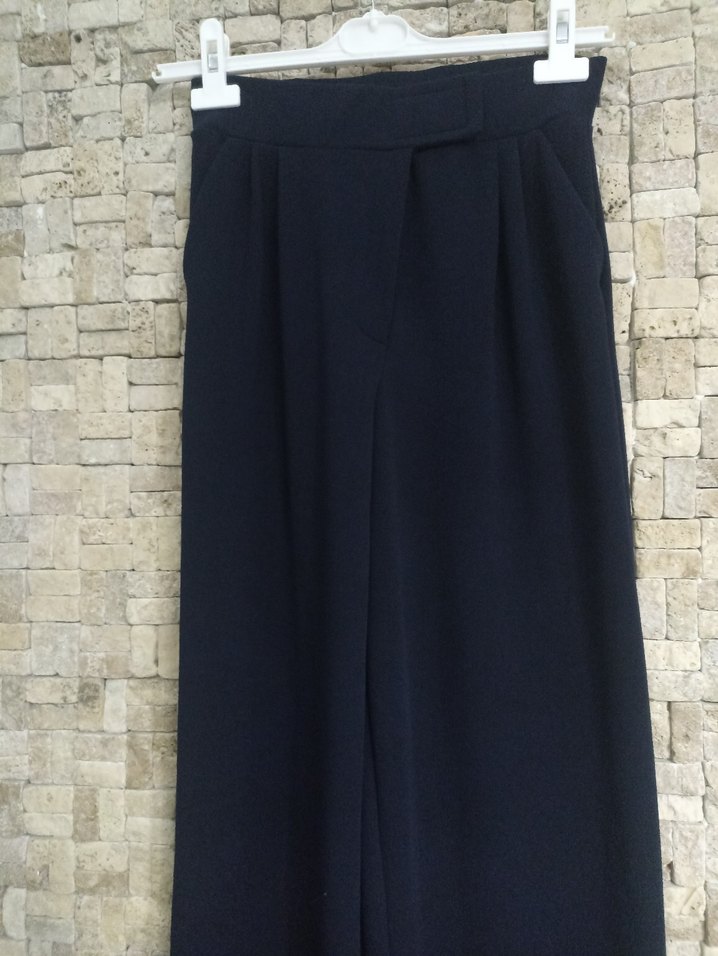 Kadın Lacivert Pilili Kumaş Pantolon - Görsel 4