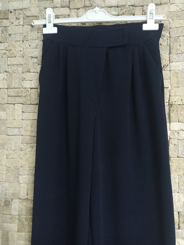 Kadın Lacivert Pilili Kumaş Pantolon - Görsel 3