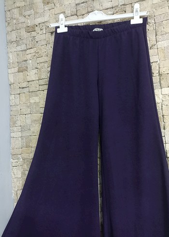 Mor Uzun Salaş Kadın Kumaş Pantolon - Görsel 2