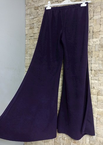 Mor Uzun Salaş Kadın Kumaş Pantolon - Görsel 4