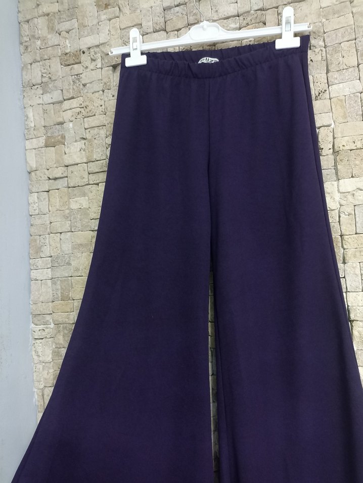 Mor Uzun Salaş Kadın Kumaş Pantolon - Görsel 2