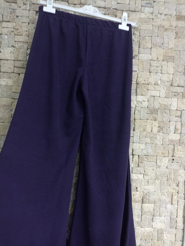 Mor Uzun Salaş Kadın Kumaş Pantolon - Görsel 5