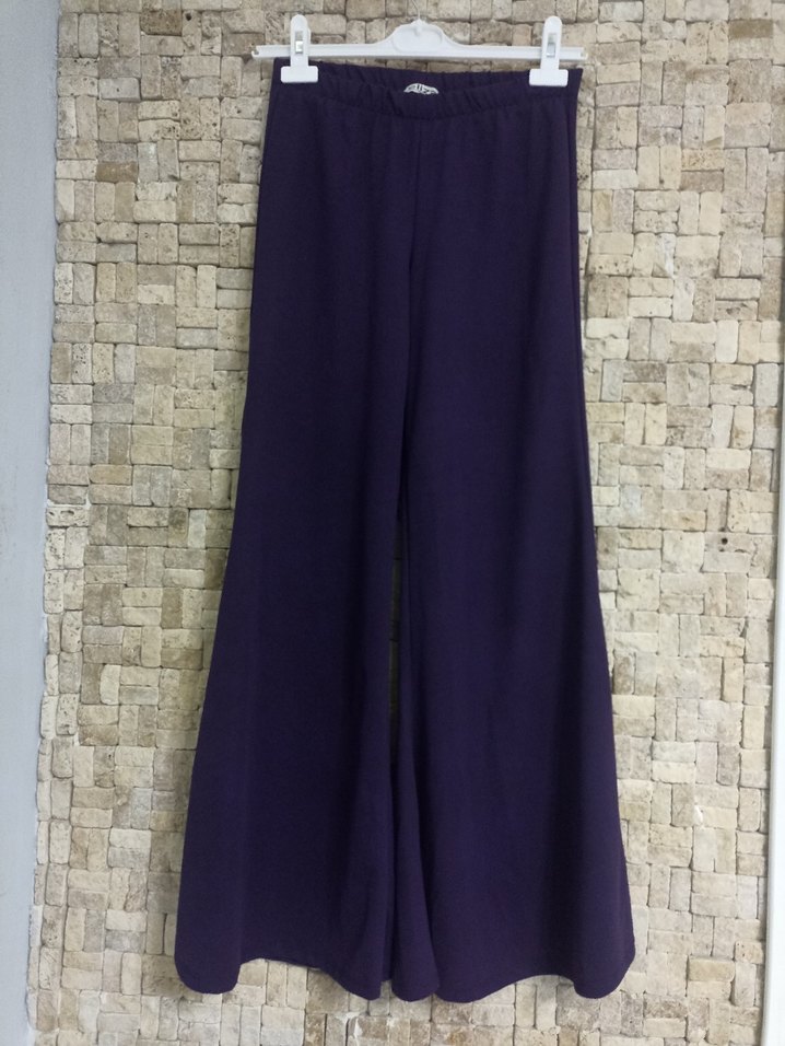 Mor Uzun Salaş Kadın Kumaş Pantolon - Görsel 3