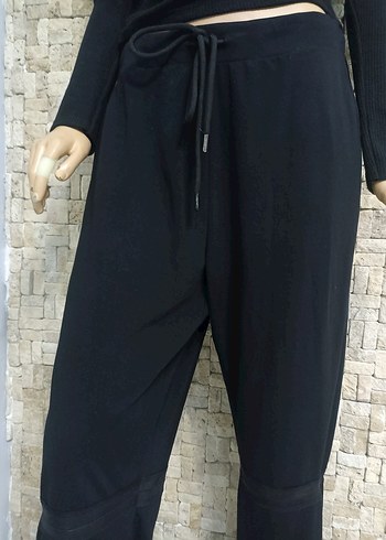 Siyah Yırtmaçlı Bol Kesim Kadın Kumaş Pantolon  LAMANTE - Görsel 3