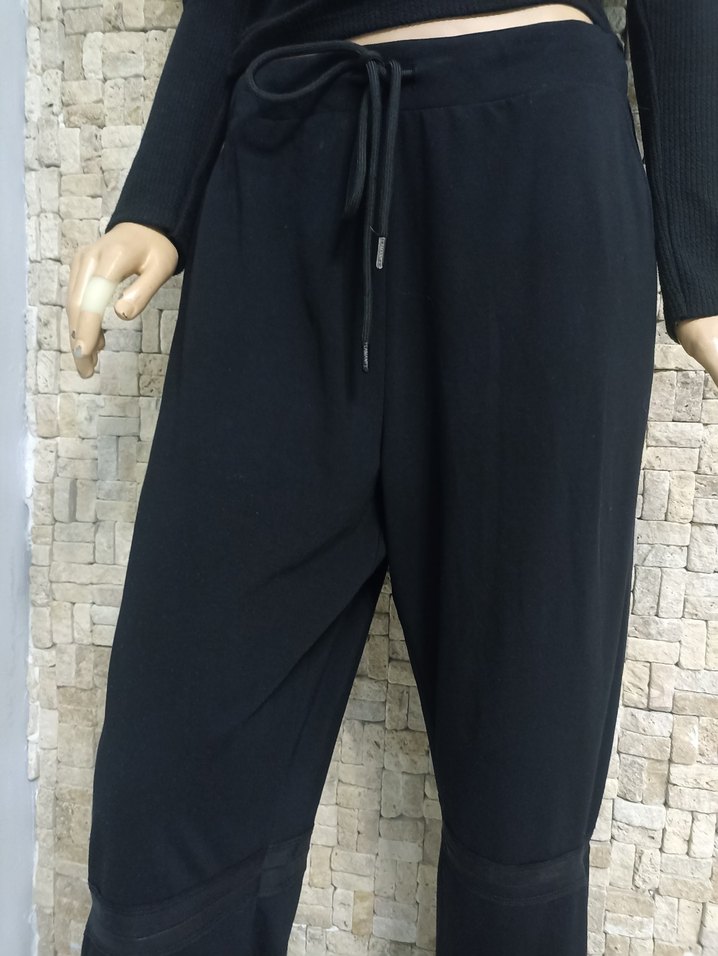 Siyah Yırtmaçlı Bol Kesim Kadın Kumaş Pantolon  LAMANTE - Görsel 3