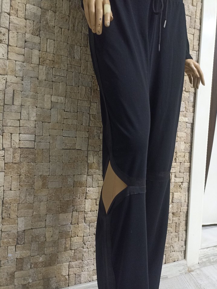 Siyah Yırtmaçlı Bol Kesim Kadın Kumaş Pantolon  LAMANTE - Görsel 5