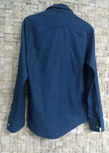 Mavi Erkek Denim Gömlek, Uzun Kollu, Düğmeli - Görsel 4