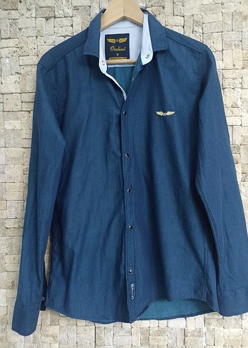 Mavi Erkek Denim Gömlek, Uzun Kollu, Düğmeli - Görsel 2