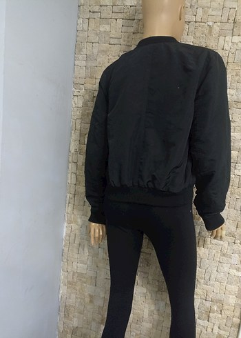 Siyah Fermuarlı Kadın Street Wear mont - Görsel 4