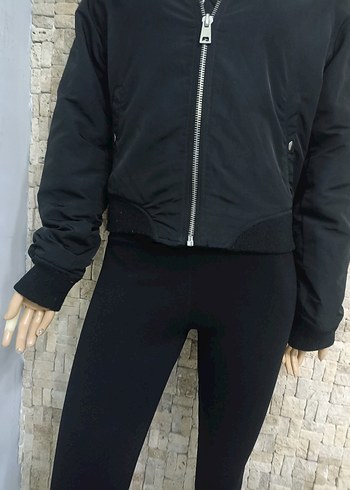 Siyah Fermuarlı Kadın Street Wear mont - Görsel 3