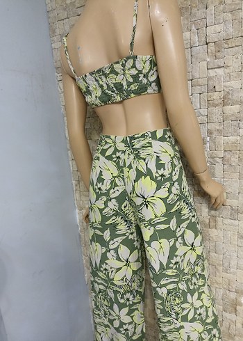 Yeşil Çiçek Desenli Bohem Kadın Tulum - Görsel 8