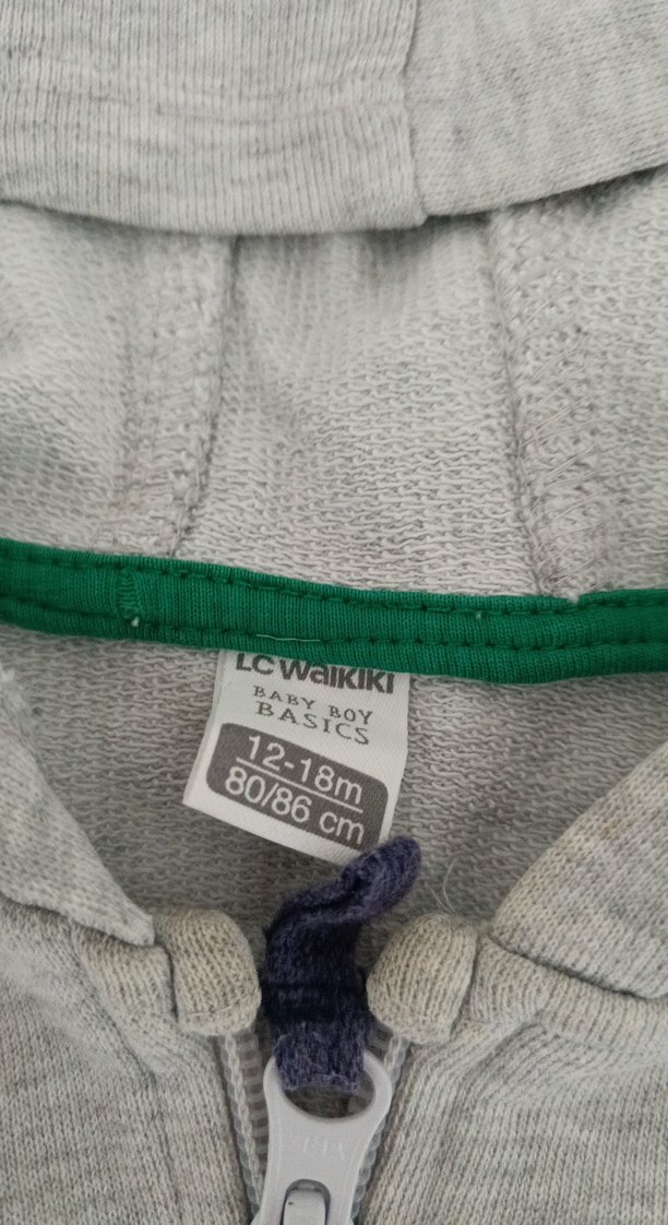 Kapüşonlu Erkek Bebek lcw Gri Fermuarlı Yelek - Görsel 2