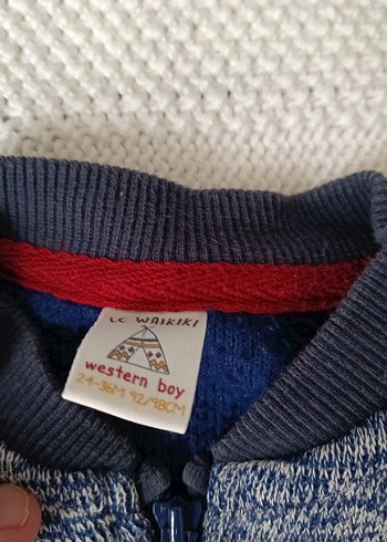 Erkek Çocuk mavi  Örme Fermuarlı Ceket - Görsel 2