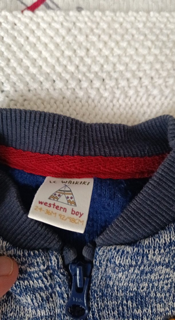 Erkek Çocuk mavi  Örme Fermuarlı Ceket - Görsel 2