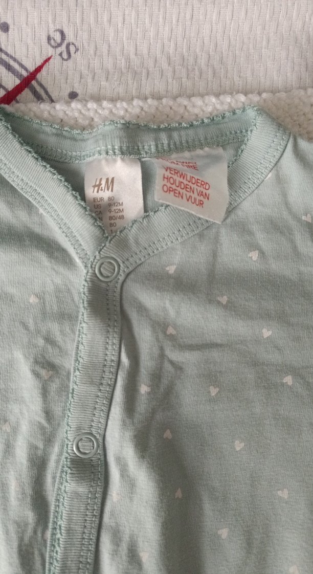 Pamuklu uçuk yeşil Bebek Tulum, Uzun Kollu HM marka 9-12 - Görsel 2