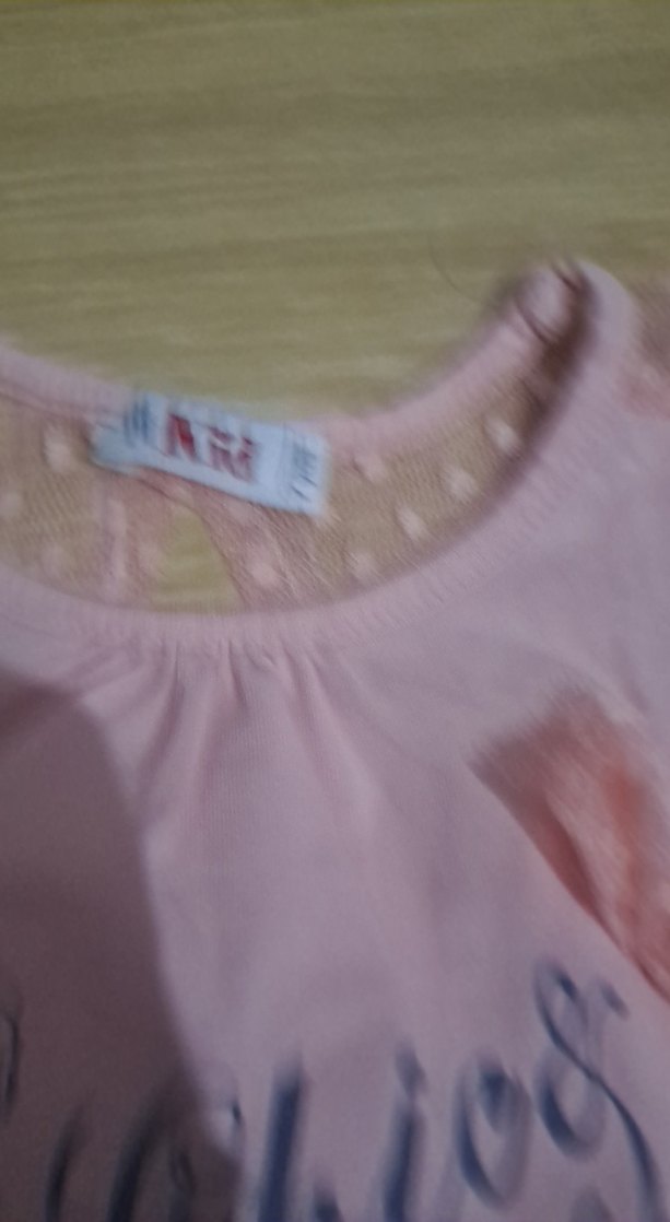 Kız Çocuk Pembe Dantelli Baskılı Tişört - Görsel 4