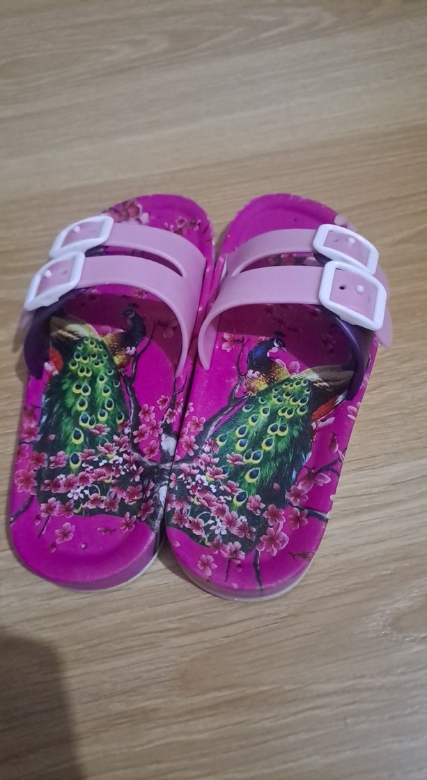 Renkli Baskılı Pembe Kız Terliği - Görsel 3