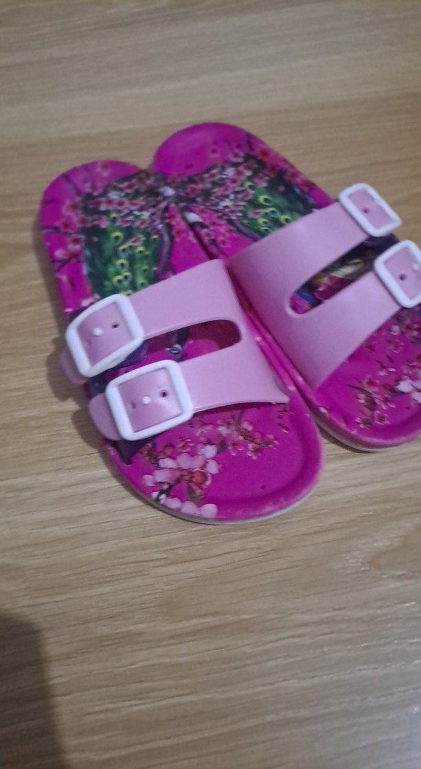 Renkli Baskılı Pembe Kız Terliği - Görsel 2