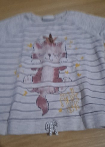 Kız Çocuk Gri Uzun Kollu Pamuklu Tişört - Görsel 2