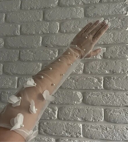 Uzun tül gelin eldiveni - Görsel 8