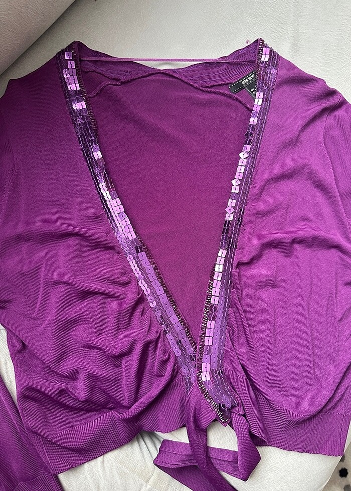 Mango suit mor bluz şık tarz - Görsel 3