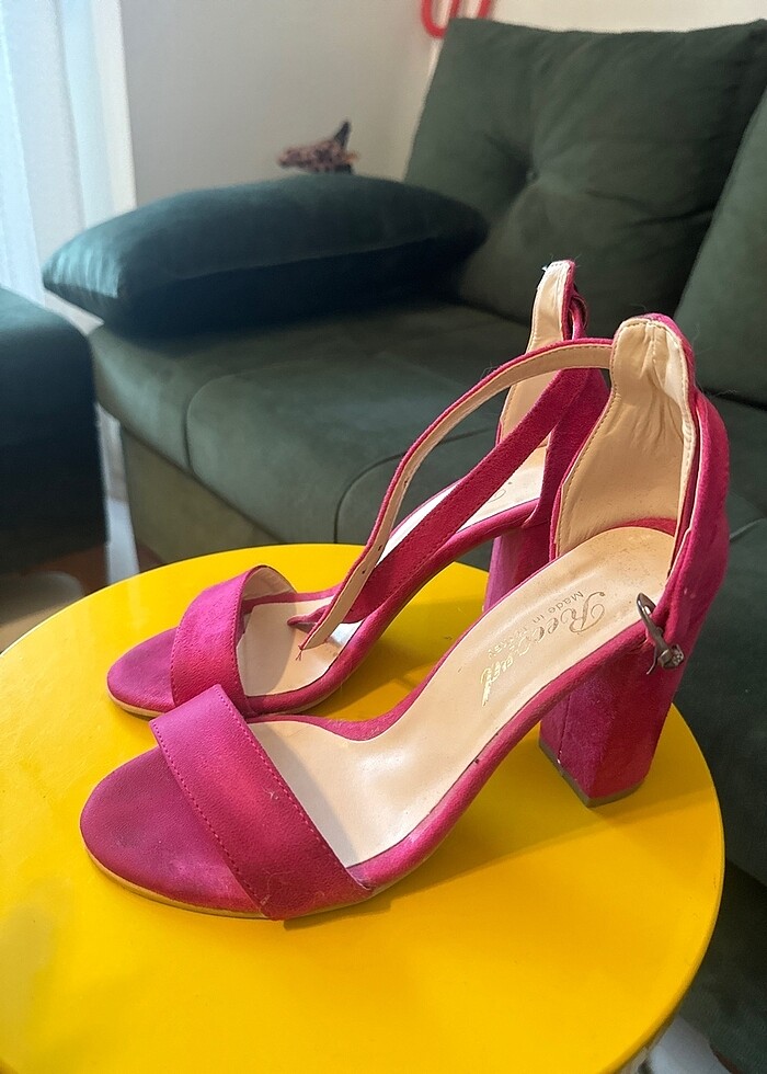 Pembe süet topuklu sandalet - Görsel 2