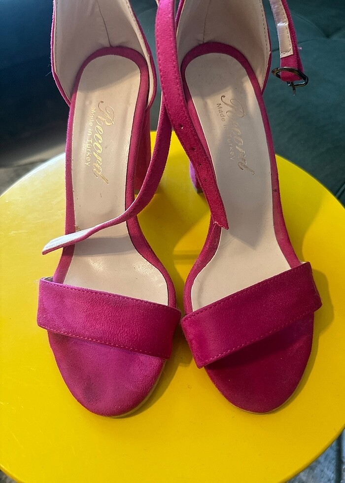 Pembe süet topuklu sandalet - Görsel 3