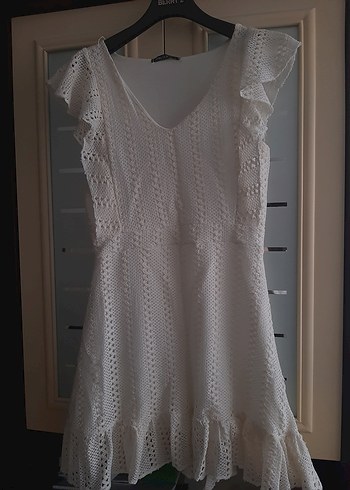 Fırfırlı Krem Mini Bohem Elbise - Görsel 3