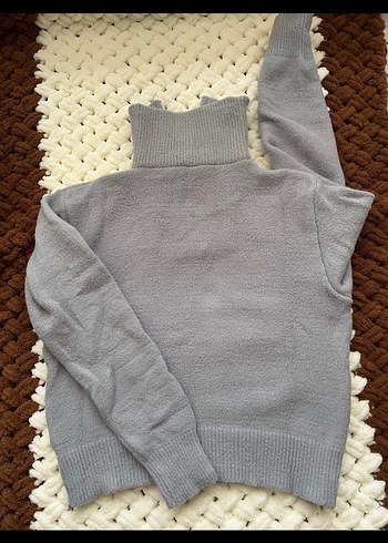 Gri Yarım Fermuarlı Yaka Kazak - Görsel 3