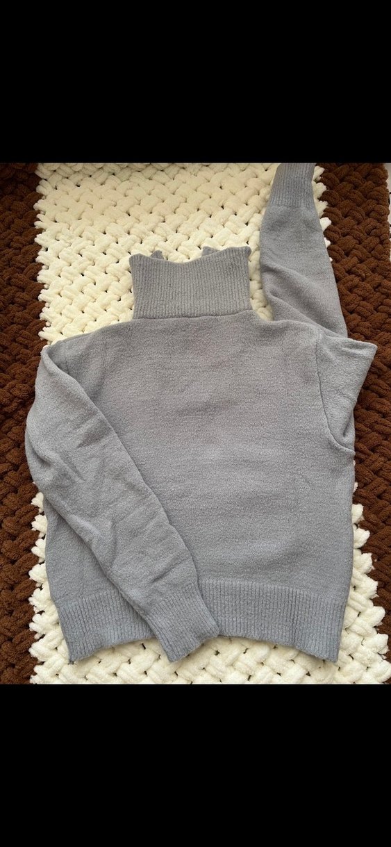 Gri Yarım Fermuarlı Yaka Kazak - Görsel 3