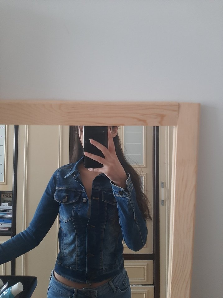 lacivert eskitme dik yaka mini ceket - Görsel 3