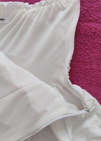 Beyaz Mini straplez crop - Görsel 6