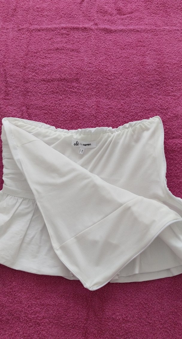 Beyaz Mini straplez crop - Görsel 5