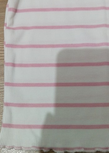 Genç Kız Pembe Çizgili Fırfırlı Tişört - Görsel 4