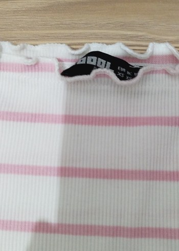 Genç Kız Pembe Çizgili Fırfırlı Tişört - Görsel 7