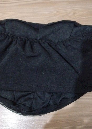 Siyah Gümüş Taşlı Straplez Mini Büstiyer - Görsel 5