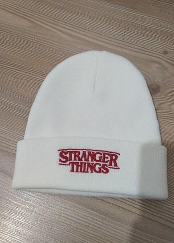 Beyaz Stranger Things Örgü Kadın Bere - Görsel 2
