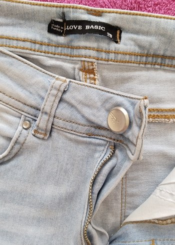 Buz mavisi Düğmeli Kadın Kot Pantolon - Görsel 6