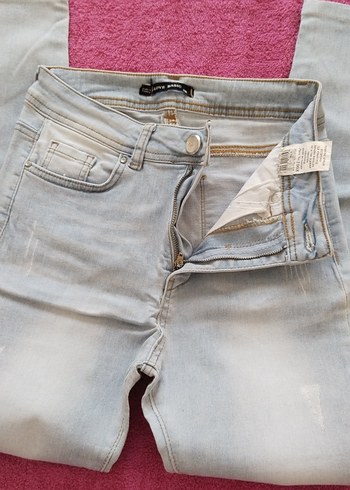 Buz mavisi Düğmeli Kadın Kot Pantolon - Görsel 5