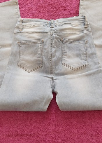 Buz mavisi Düğmeli Kadın Kot Pantolon - Görsel 7