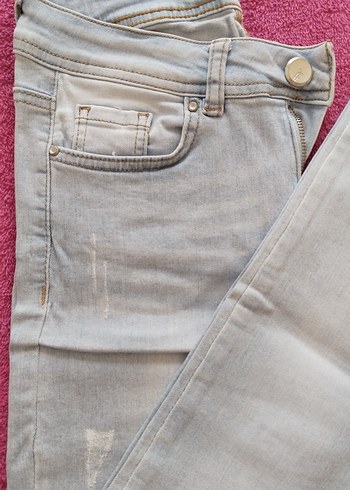 Buz mavisi Düğmeli Kadın Kot Pantolon - Görsel 2