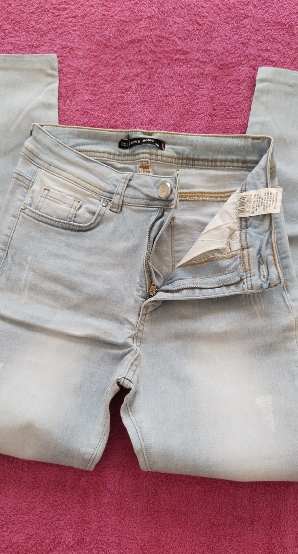 Buz mavisi Düğmeli Kadın Kot Pantolon - Görsel 5