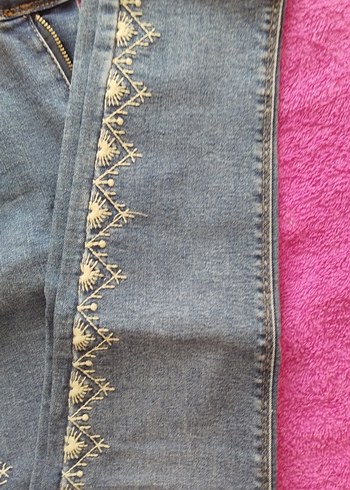 Dantel İşlemeli Bohem Mavi Kot Pantolon - Görsel 3