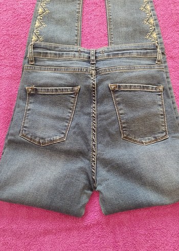 Dantel İşlemeli Bohem Mavi Kot Pantolon - Görsel 8