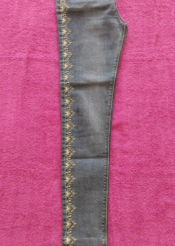 Dantel İşlemeli Bohem Mavi Kot Pantolon - Görsel 5