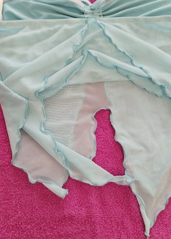 Mavi Straplez Fırfırlı Mini Büstiyer - Görsel 9