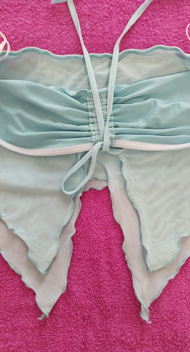 Mavi Straplez Fırfırlı Mini Büstiyer - Görsel 5