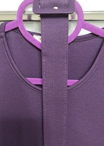 Mor Uzun Kollu Drapeli Uzun Elbise - Görsel 7