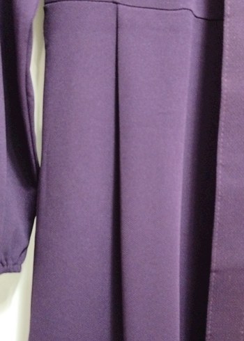 Mor Uzun Kollu Drapeli Uzun Elbise - Görsel 4