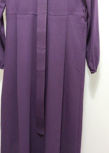 Mor Uzun Kollu Drapeli Uzun Elbise - Görsel 5